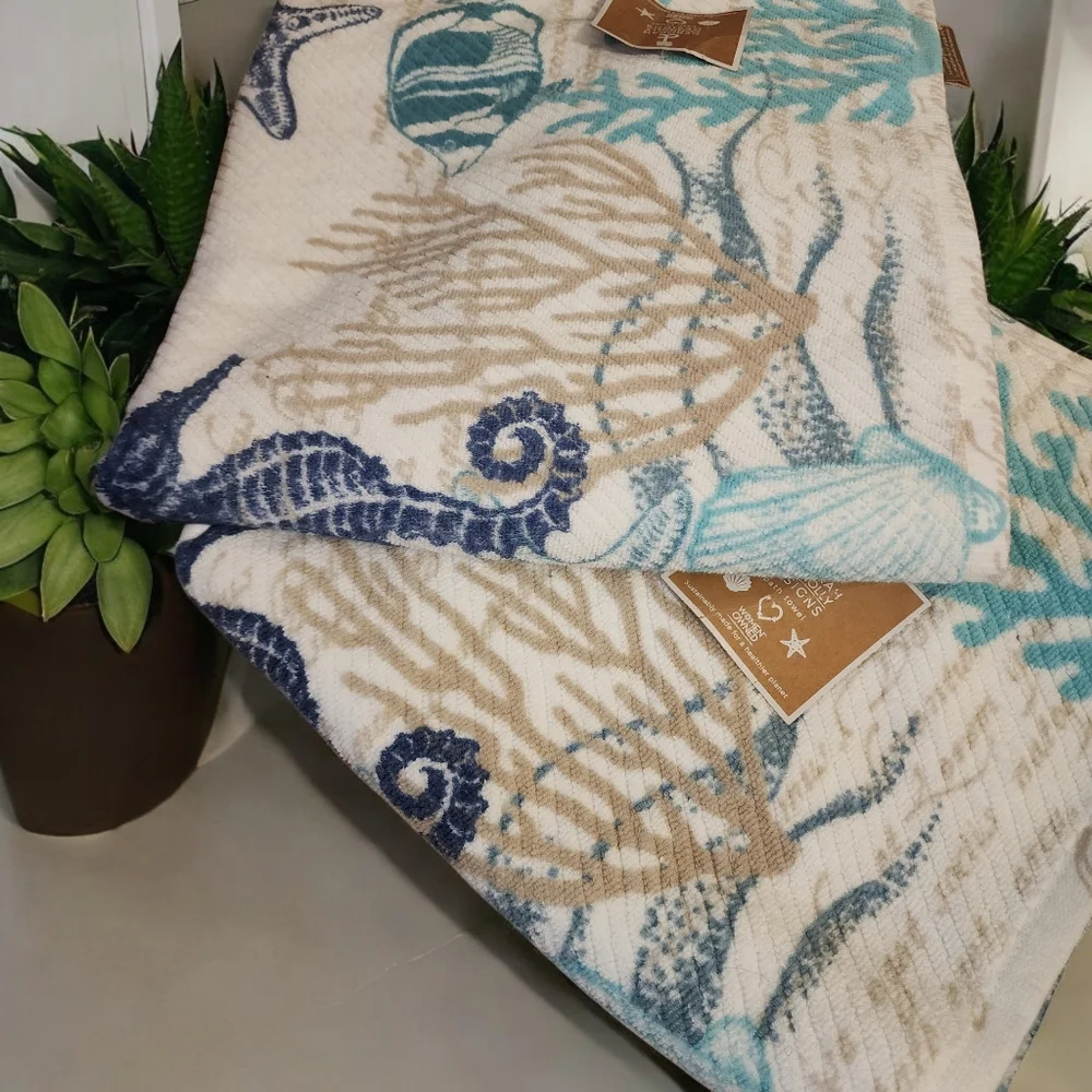 Deborah Connolly S 2 Sea Life Ocean Coral Reef Seahorses Bath Towels NWT